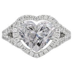 Flawless GIA Certified 2 Carat Heart Shape Solitaire Ring