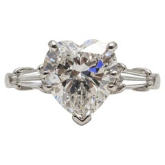 GIA Certified 3 Carat Heart Shaped Diamond Three-Stone Ring