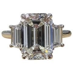 GIA Certified 3 Carat Internally Flawless D Color Emerald Cut Diamond Ring