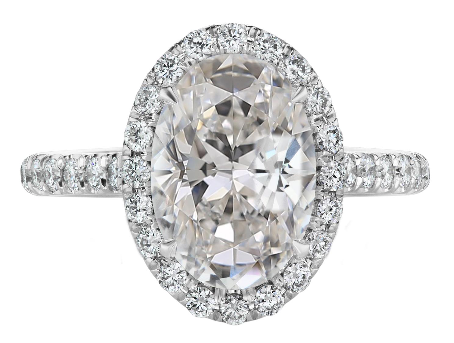 Modern GIA Certified 3.12 Carat Internally Flawless  Oval Cut Diamond Gold Ring