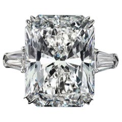 GIA Certified 4 Carat Long Radiant Cut Diamond Ring Excellent Cut