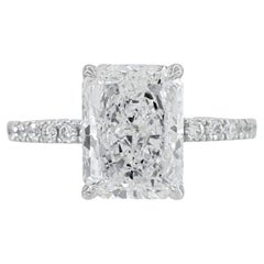 GIA Certified 3 Carat Long Radiant Diamond Engagement Ring