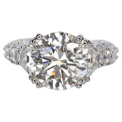 GIA Certified 3 Carat Diamond Round Brilliant Cut Ring