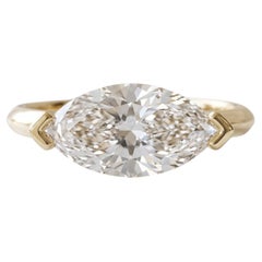 Anello di fidanzamento in oro giallo 18 carati con diamante marquise da 3 carati certificato GIA