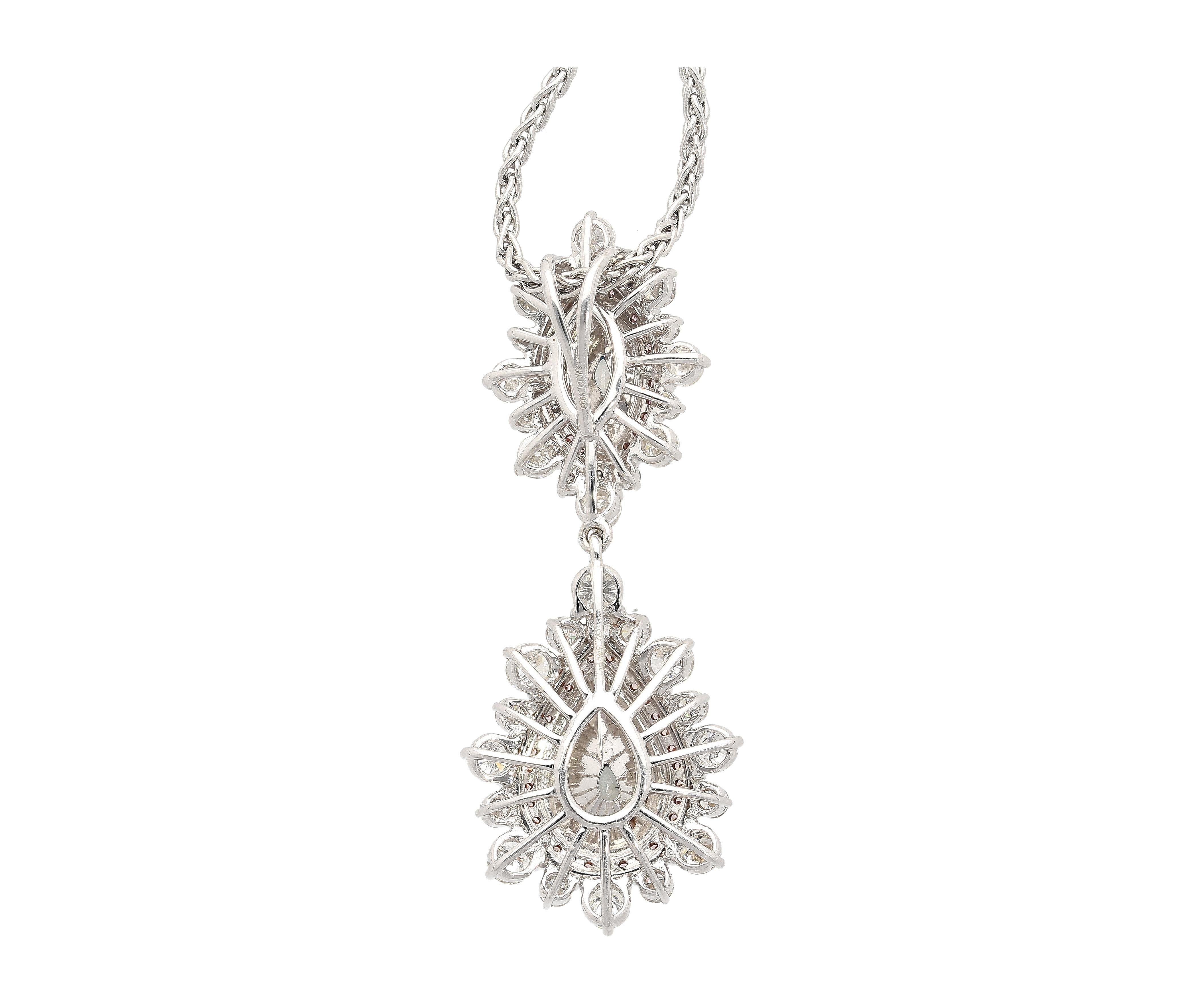 Marquise Cut GIA Certified 3 Carat Marquise & Pear Fancy Gray Diamond Drop Pendant Necklace For Sale