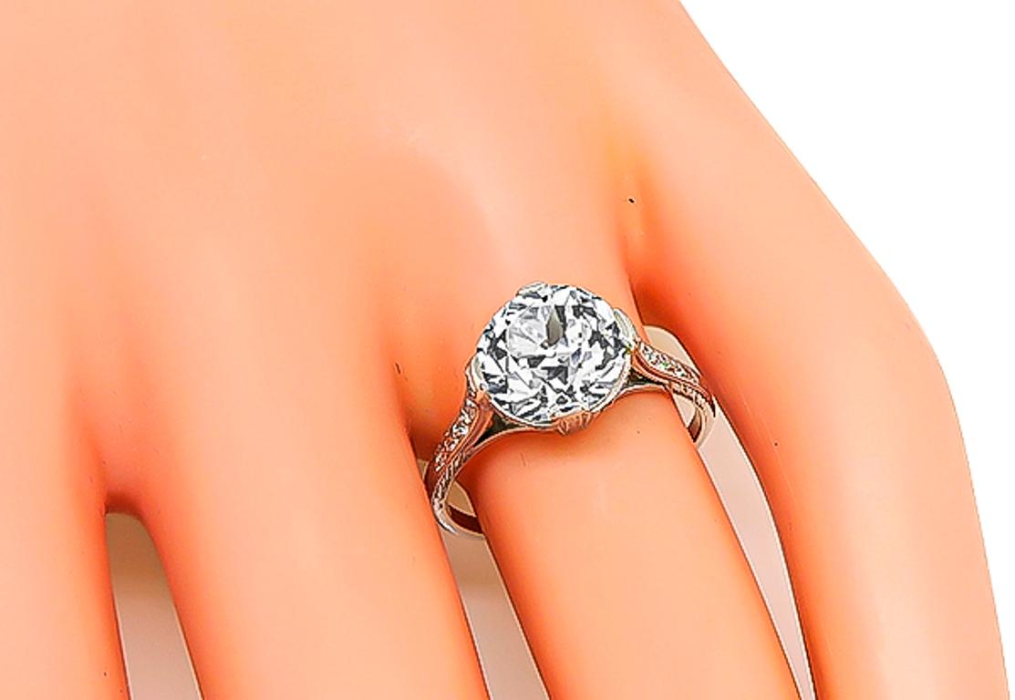 GIA-zertifizierter 3 Karat alter europäischer Diamant-Verlobungsring im Zustand „Hervorragend“ im Angebot in New York, NY