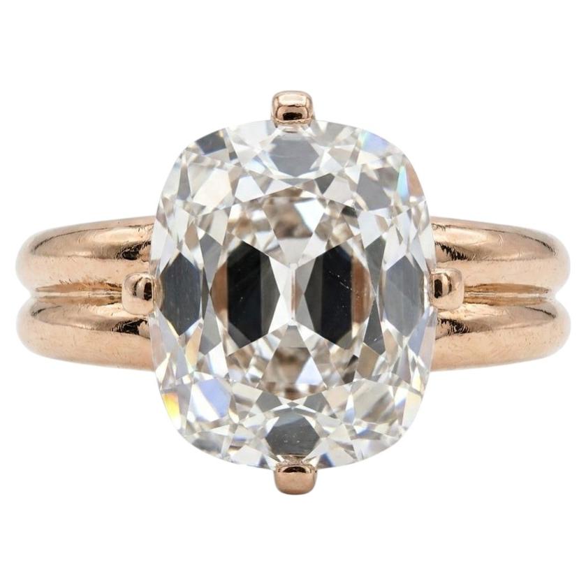 GIA Certified 3 Carat Old Mine Brilliant Diamond Yellow Gold Solitaire Ring