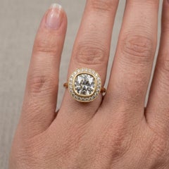 GIA Certified 3 Carat Old Mine Cut Diamond Halo Engagement Ring