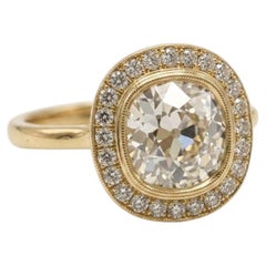 GIA Certified 3 Carat Old Mine Cut Diamond Halo Engagement Ring