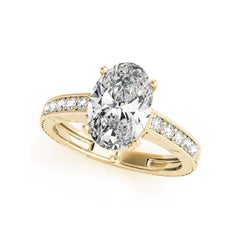 GIA zertifiziert 3 Karat Oval Antike Milgrain graviert Diamantring