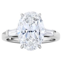 Used GIA Certified 3 Carat Oval Baguette Diamond Ring