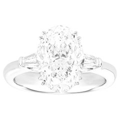 Used GIA Certified 3 Carat Oval Brilliant Diamond Platinum Ring