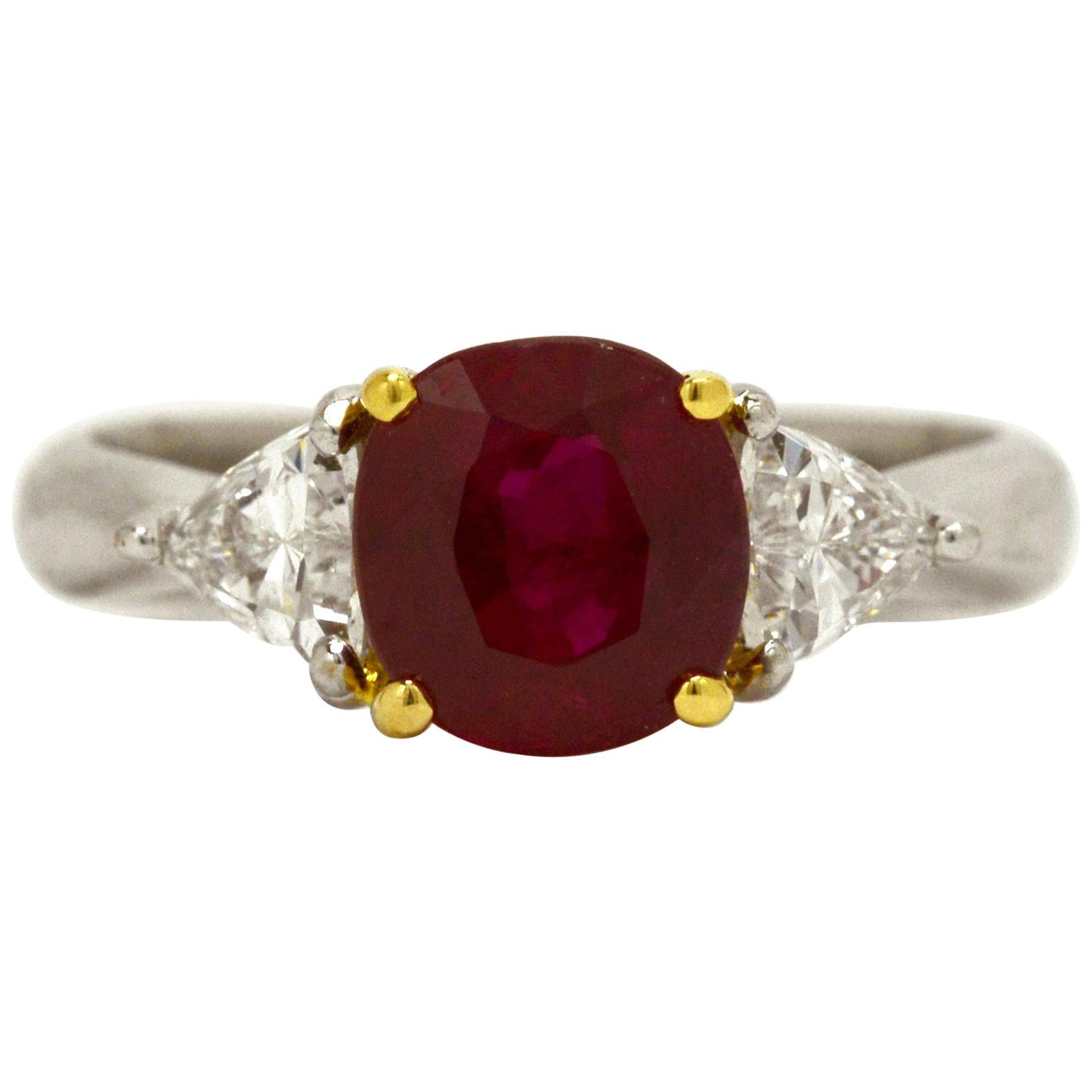 GIA Certified 3 Carat Oval Burma Ruby Diamond Platinum Gemstone Engagement Ring