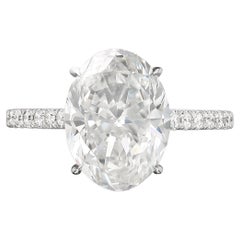 GIA-zertifizierter Solitär-Ring, 3 Karat Ovalschliff G VS2 Diamant Weißgold Solitär