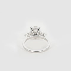 GIA Certified 3 Carat Oval Diamond 18K White Gold Engagement Ring