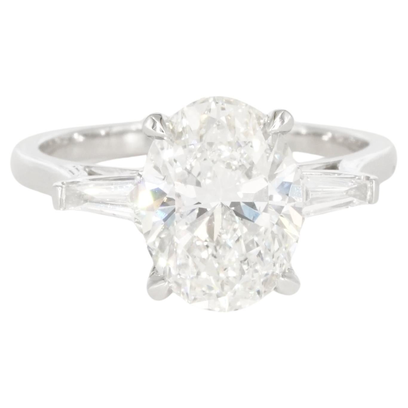 GIA Certified 3 Carat Oval Diamond 18K White Gold Engagement Ring