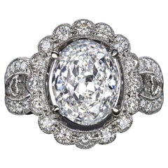 GIA Certified 3 Carat Oval Diamond Cocktail Ring