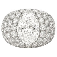 GIA Certified 3 Carat Oval Diamond  Pave Ring