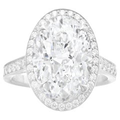 GIA Certified 3.50 Carat Oval Shape E COLOR Diamond White Gold Ring
