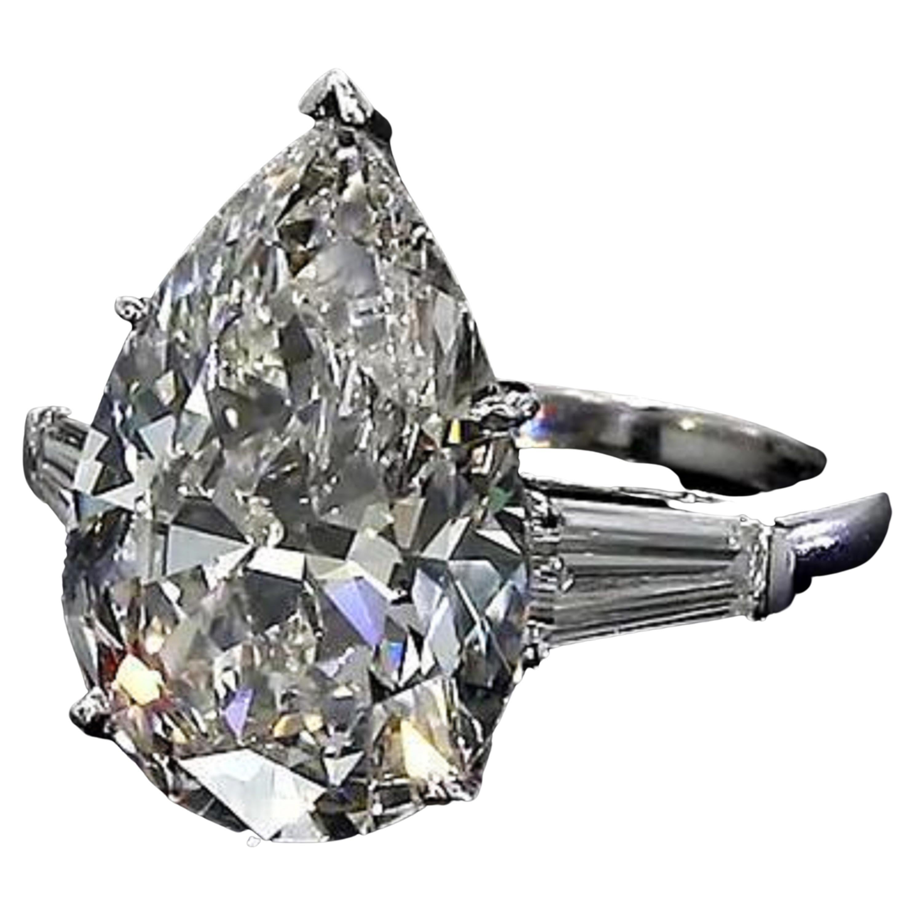 GIA Certified 3 Carat Pear Cut Diamond Ring