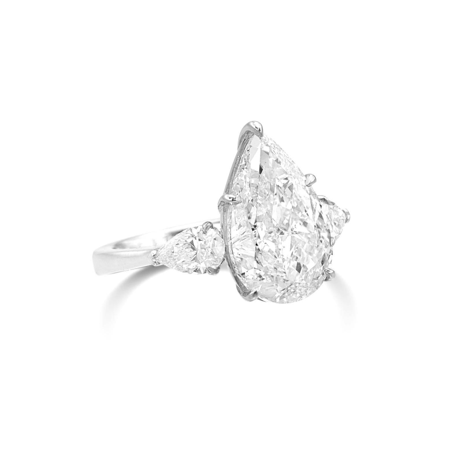 GIA-zertifizierter 3 Karat Diamantring mit Birnenschliff g COLOR FLAWLESS CLARITY (Tropfenschliff) im Angebot