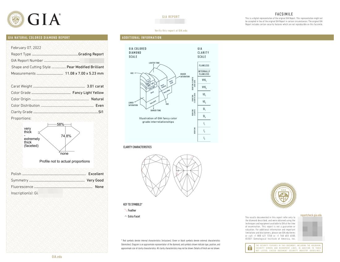 GIA-zertifizierter 3 Karat birnenförmiger Fancy Hellgelber Diamant-Goldring (Moderne) im Angebot