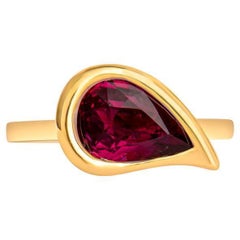 GIA Certified 3 Carat Pear Shaped Tanzanian Ruby Freeform Ring