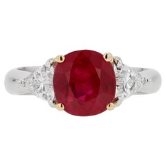 Anello di fidanzamento in rubino di Birmania certificato GIA da 3 carati con sangue di piccione