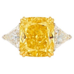 GIA Certified 3 Carat Radiant Cut Fancy Yellow Diamond Ring
