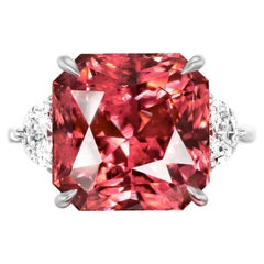 GIA Certified 3 Carat Red Spinel Diamond Solitaire Platinum Ring