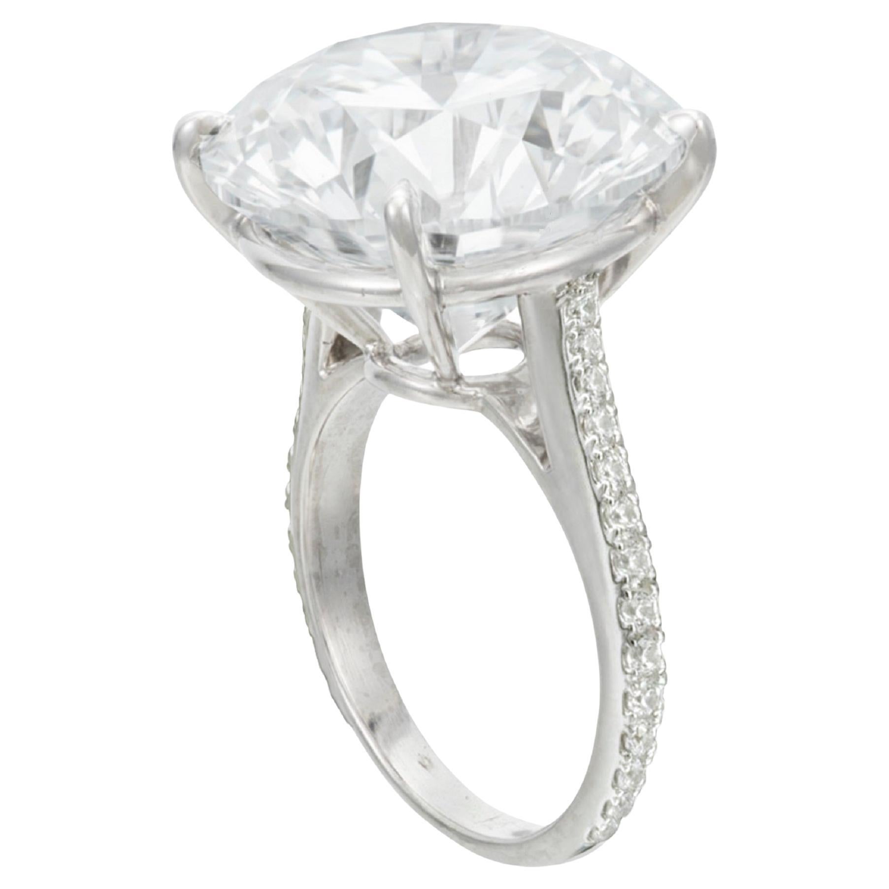 GIA Certified 3.01 Carat Round Brilliant Cut Diamond Platinum Ring 3X For Sale