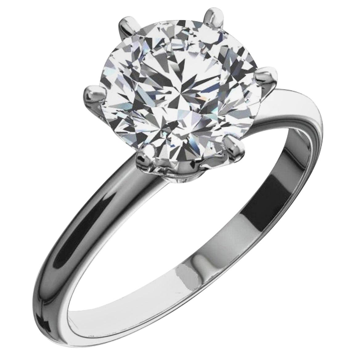 GIA Certified 3.02 Carat Round Brilliant Cut Diamond Platinum Ring 