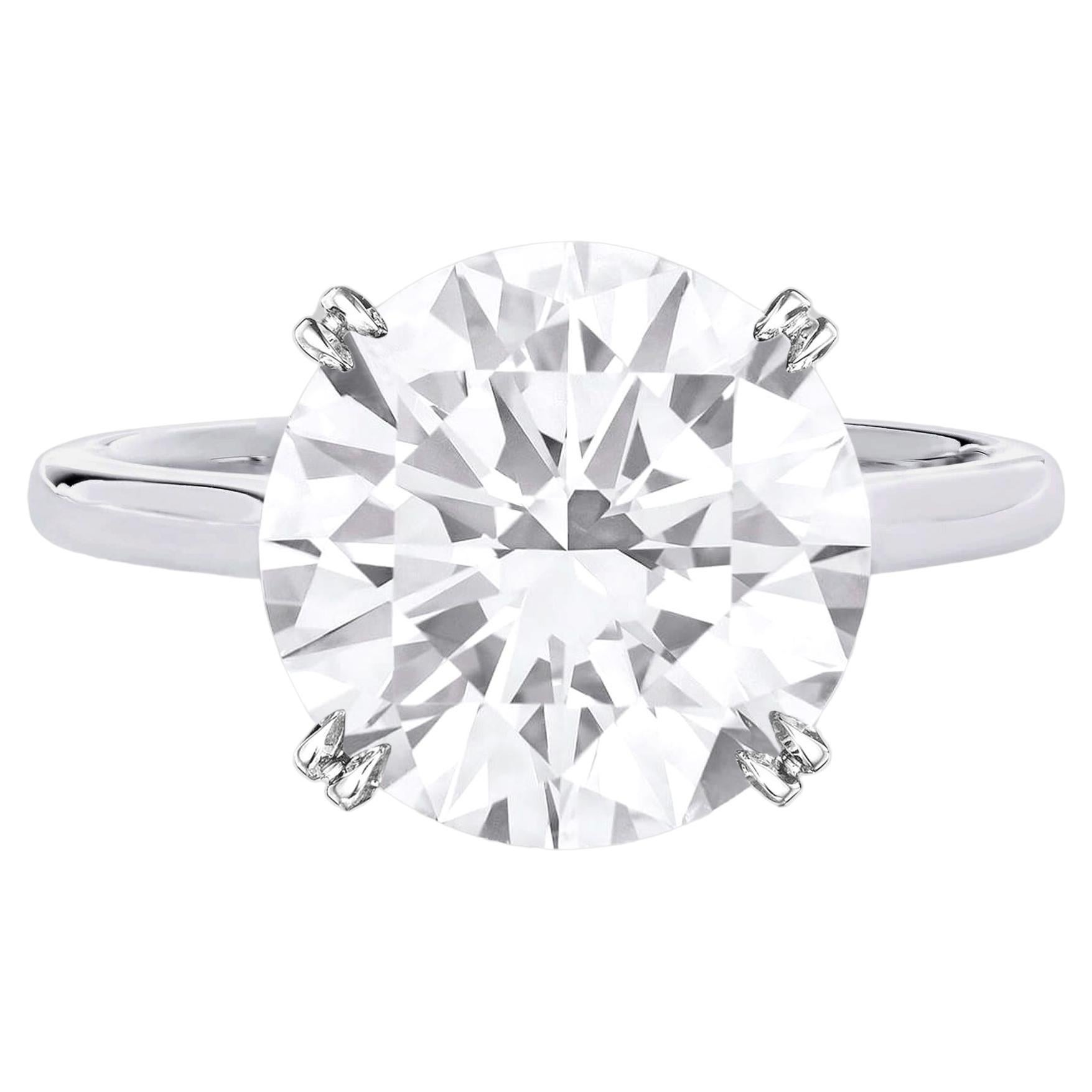 GIA Certified 13 Carat Round Brilliant Cut Diamond Platinum Ring For ...