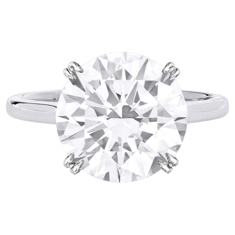 GIA Certified 13 Carat Round Brilliant Cut Diamond Platinum Ring For ...