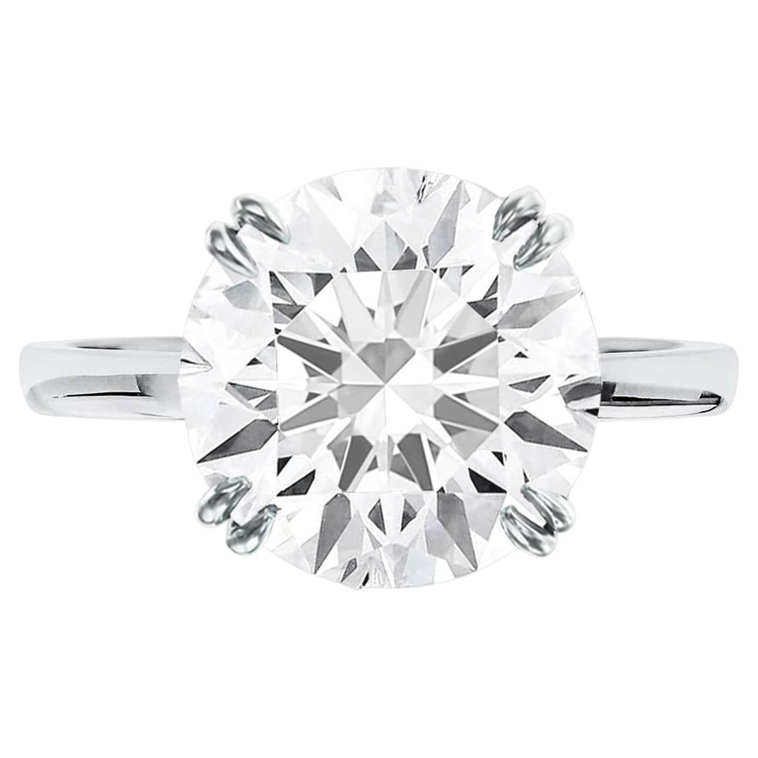Anillo de diamantes de corte brillante redondo de 3 quilates certificado por el GIA Oro blanco de 18 quilates