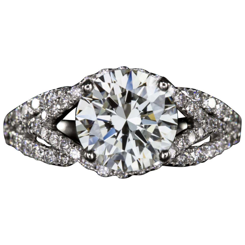 Rounded Ring Handmade Round Brilliant Cut Diamond Gold Engagement Ring For Sale ...