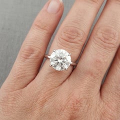 GIA Certified 3 Carat Round Brilliant Cut Diamond Solitaire Engagement Ring
