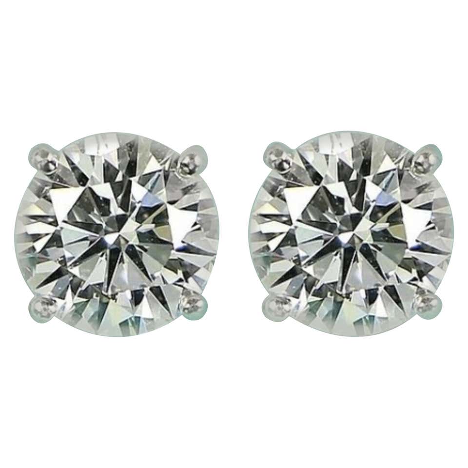Triple Excellent Diamond Stud Earrings 6.92 Carat Total Weight GIA ...