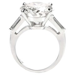 GIA Certified 3 Carat Round Brilliant Cut Diamond Tapered Baguette Ring