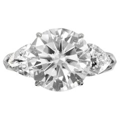 Used GIA Certified 3 Carat Round Cut Diamond Platinum Ring