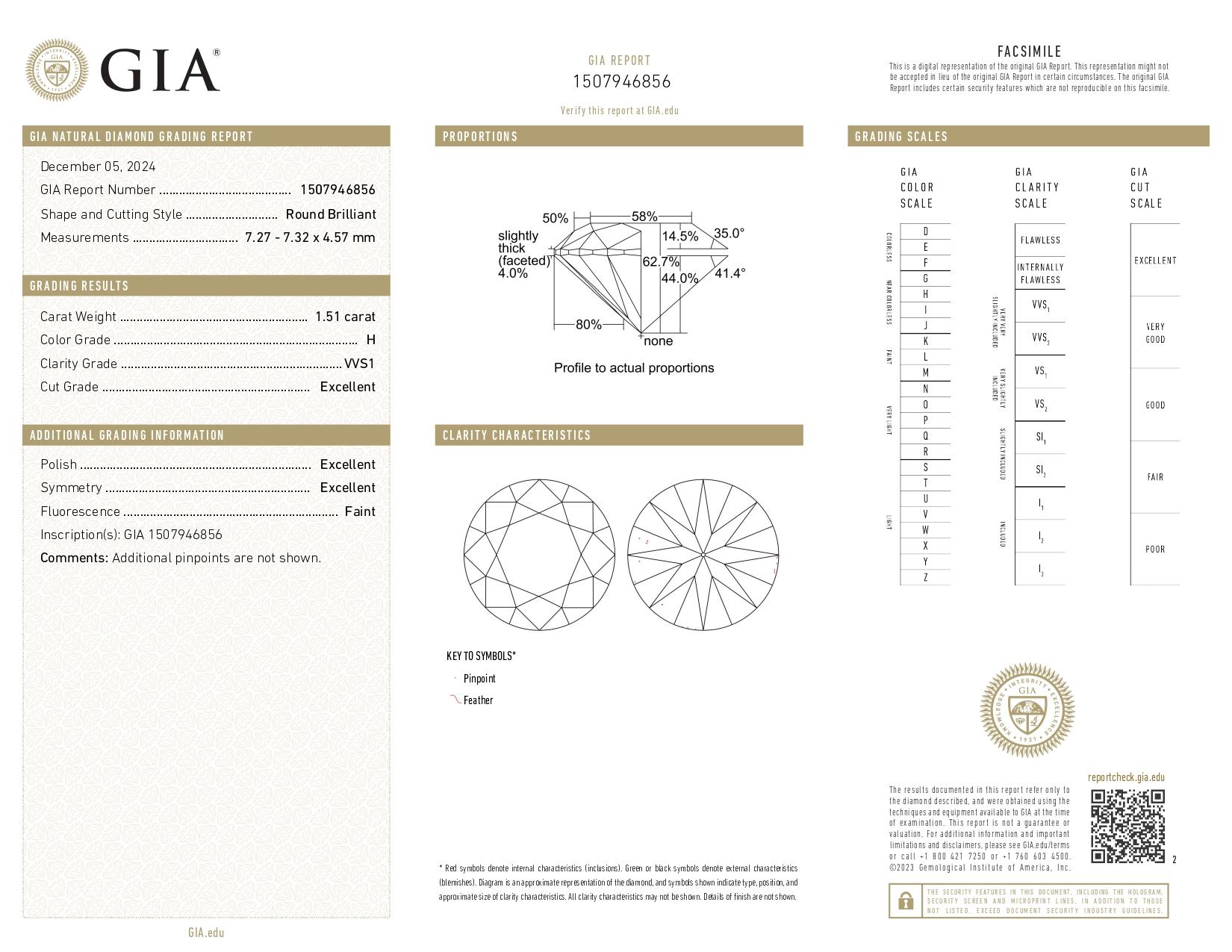 GIA Certified 3.04 Carat Round Cut Diamond VVS1 Clarity Platinum Earrings Studs For Sale 1
