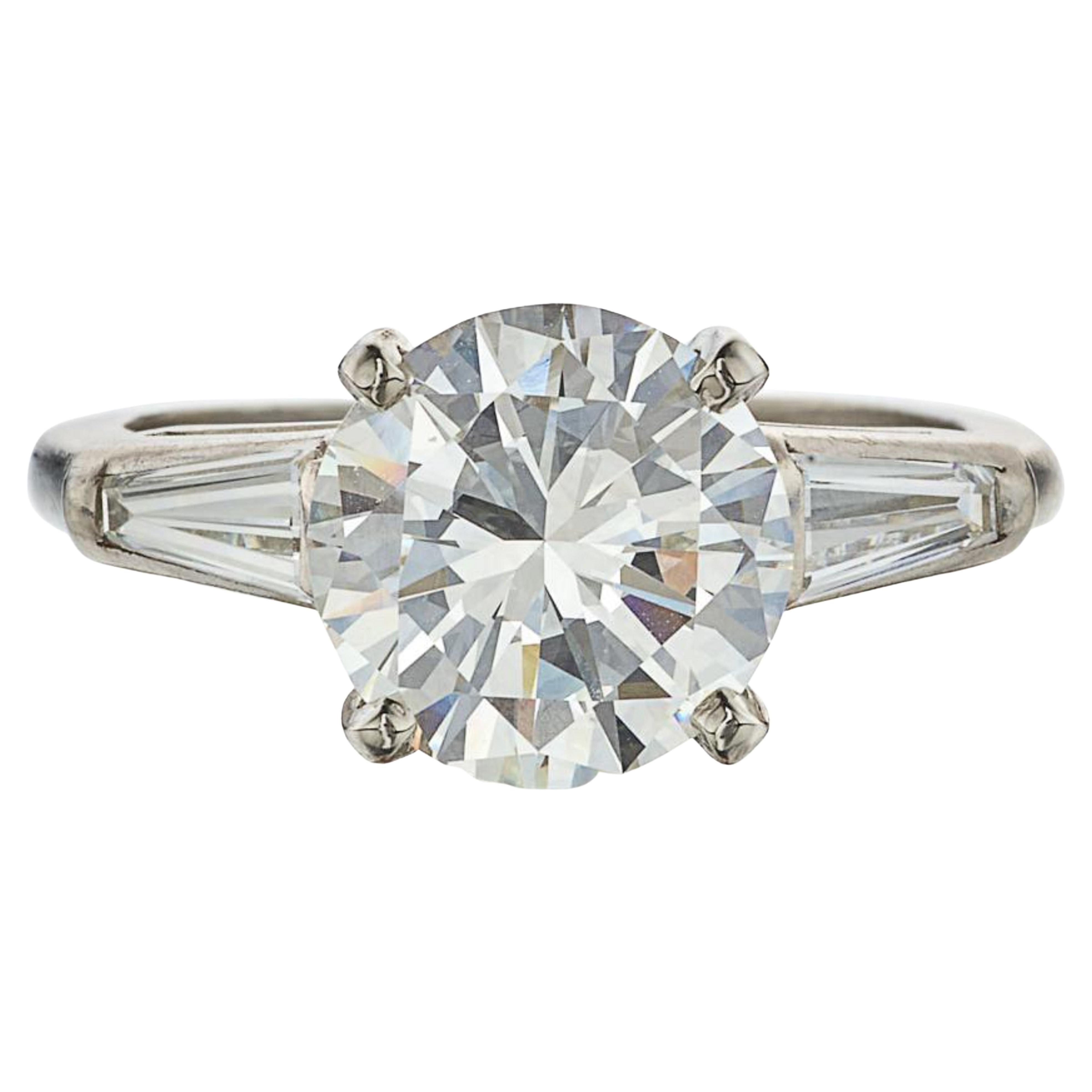 GIA Certified 3 Carat Round Diamond Ring VVS2 For Sale