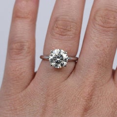 GIA Certified 3 Carat Round Diamond Solitaire Engagement Ring in Platinum