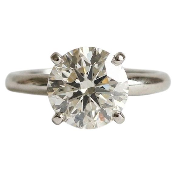 GIA Certified 3 Carat Round Diamond Solitaire Engagement Ring in Platinum