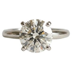 GIA Certified 3 Carat Round Diamond Solitaire Engagement Ring in Platinum