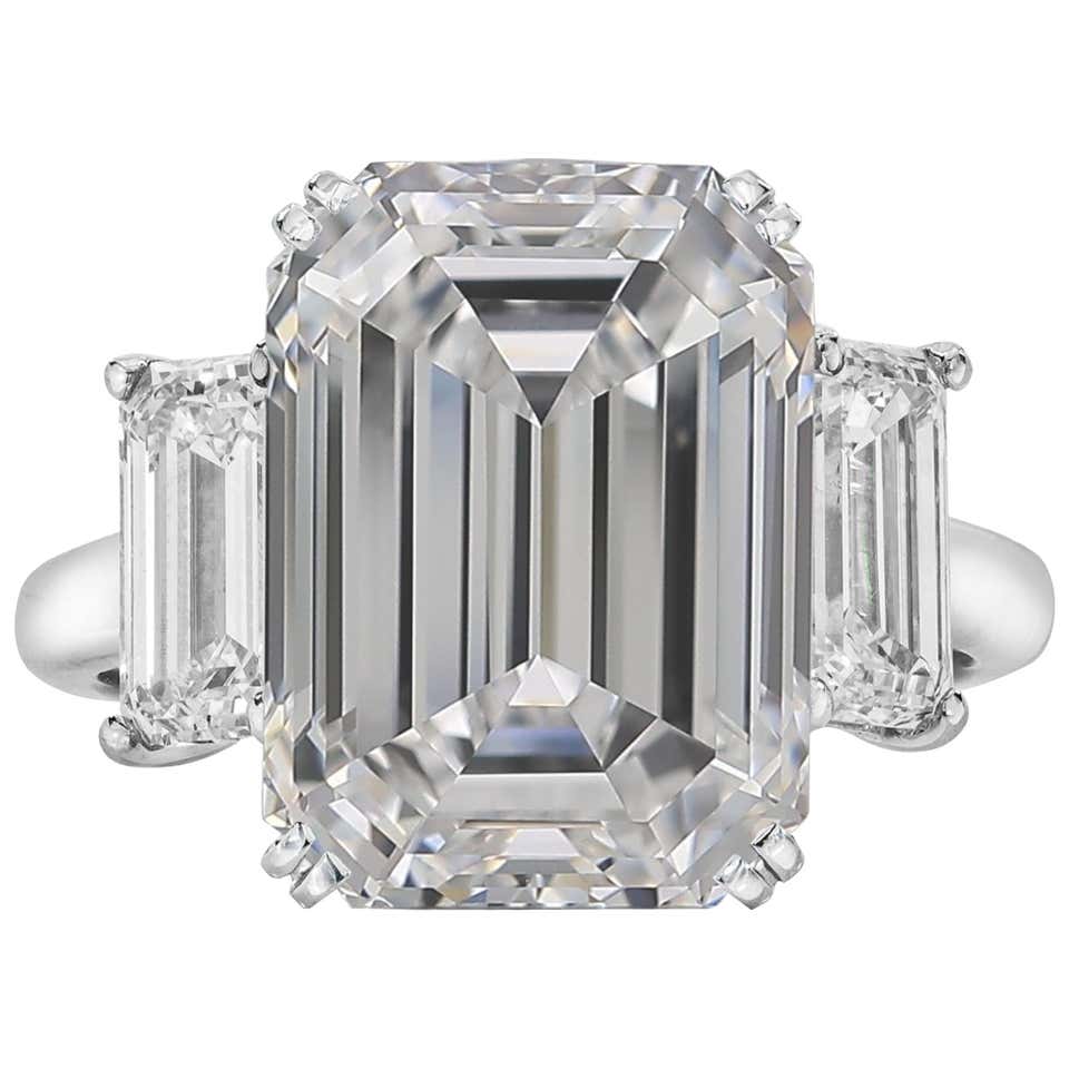 GIA Certified 7 Carat Engagement Three Stone Emerald Cut Diamond ...