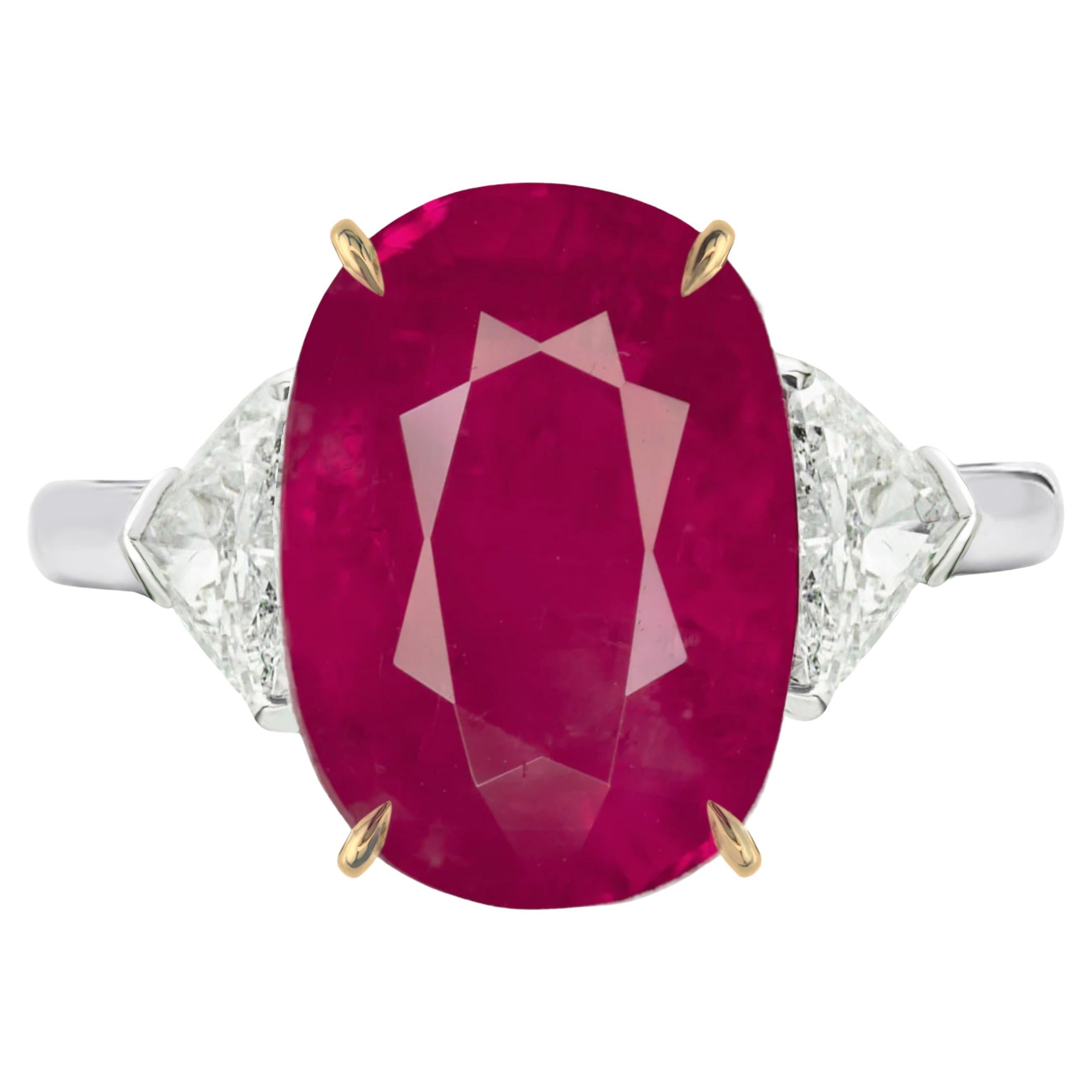 GIA Certified 3.02 Carat Vivid Red Ruby Diamond Platinum and Gold Ring
