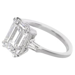 GIA Certified 3 Carat VVS2 Clarity Emerald Cut Diamond Engagement Ring