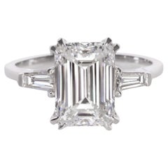 GIA Certified 3 Carat VVS2 Clarity Emerald Cut Diamond Engagement Ring