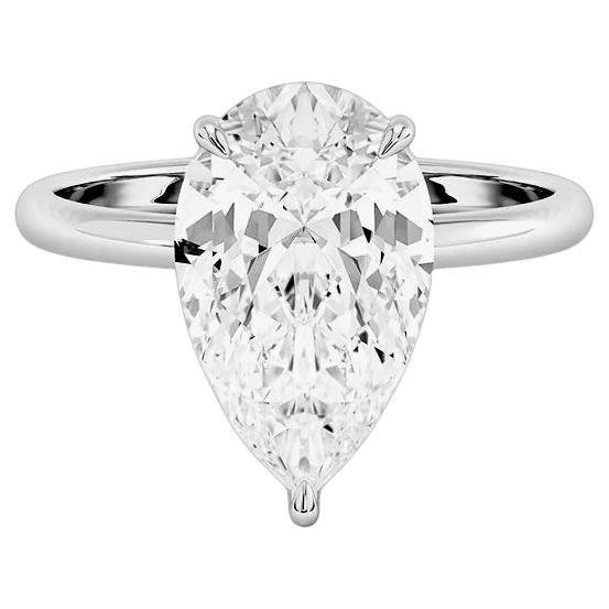 GIA zertifiziert 3 Karat D Farbe lupenreine Birne Form Diamant-Ring in 18K Gold